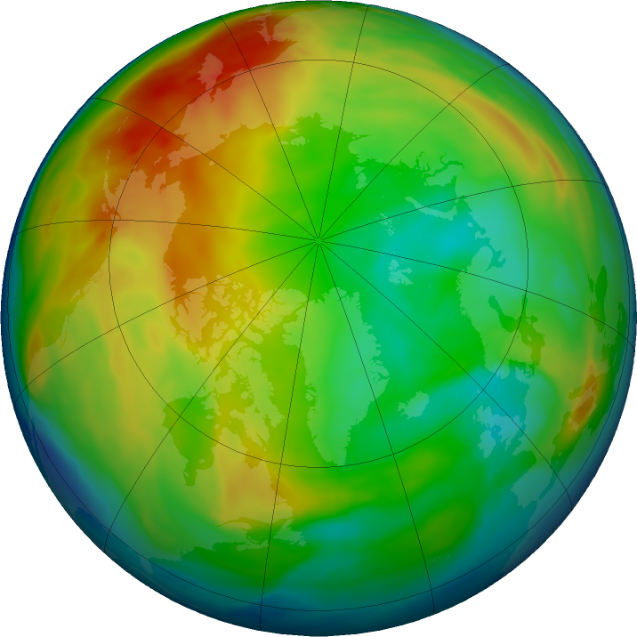 Arctic ozone map for 10 January 2023